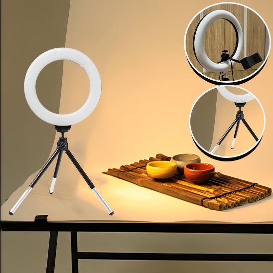 anneau lumineux polyvalent avec support smartphone
