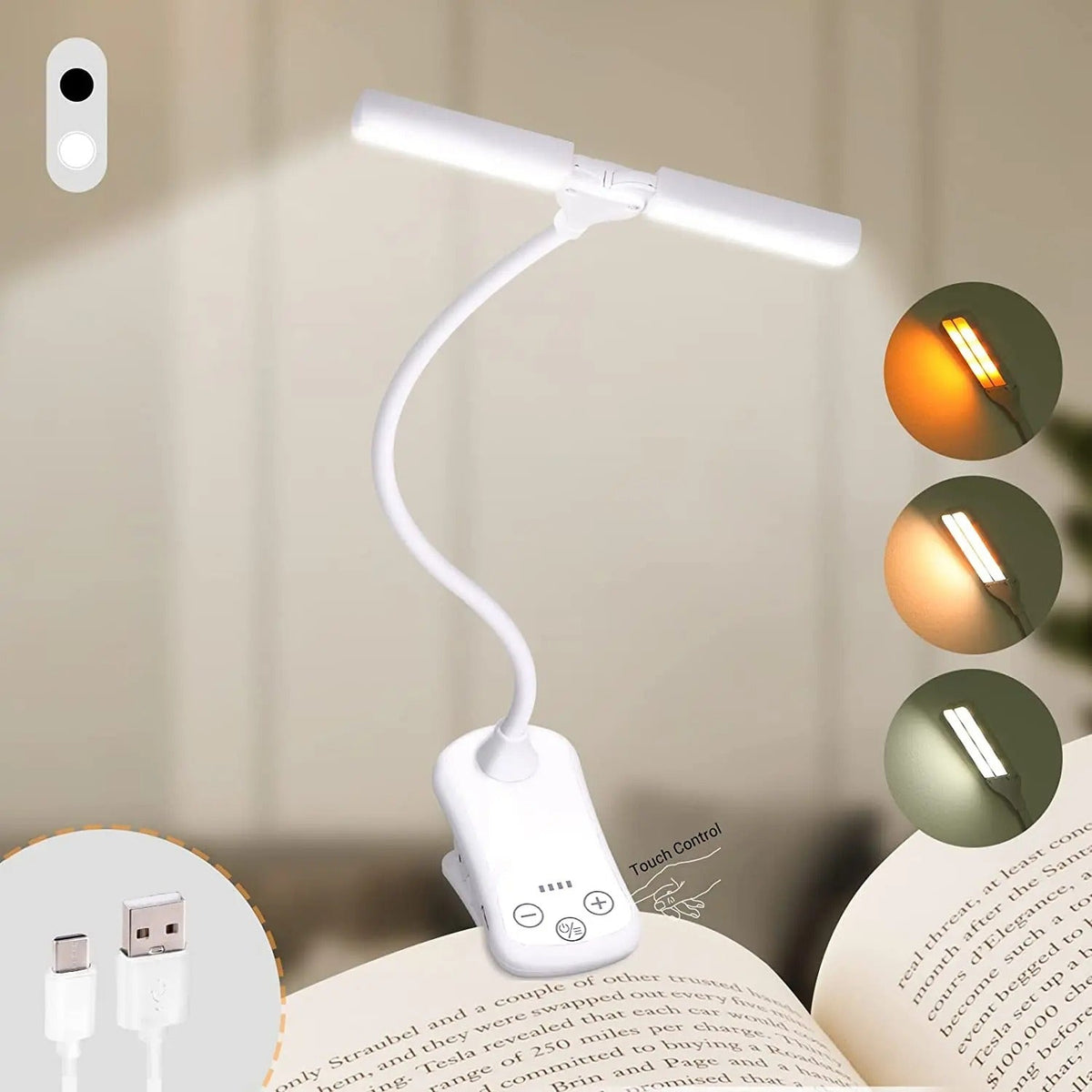 Lampe de lecture LED ergonomique blance